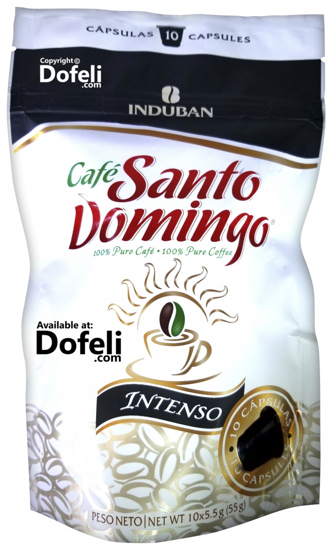 Santo Domingo Intenso coffee capsules, bold Dominican flavor with high strength and full-bodied richness.